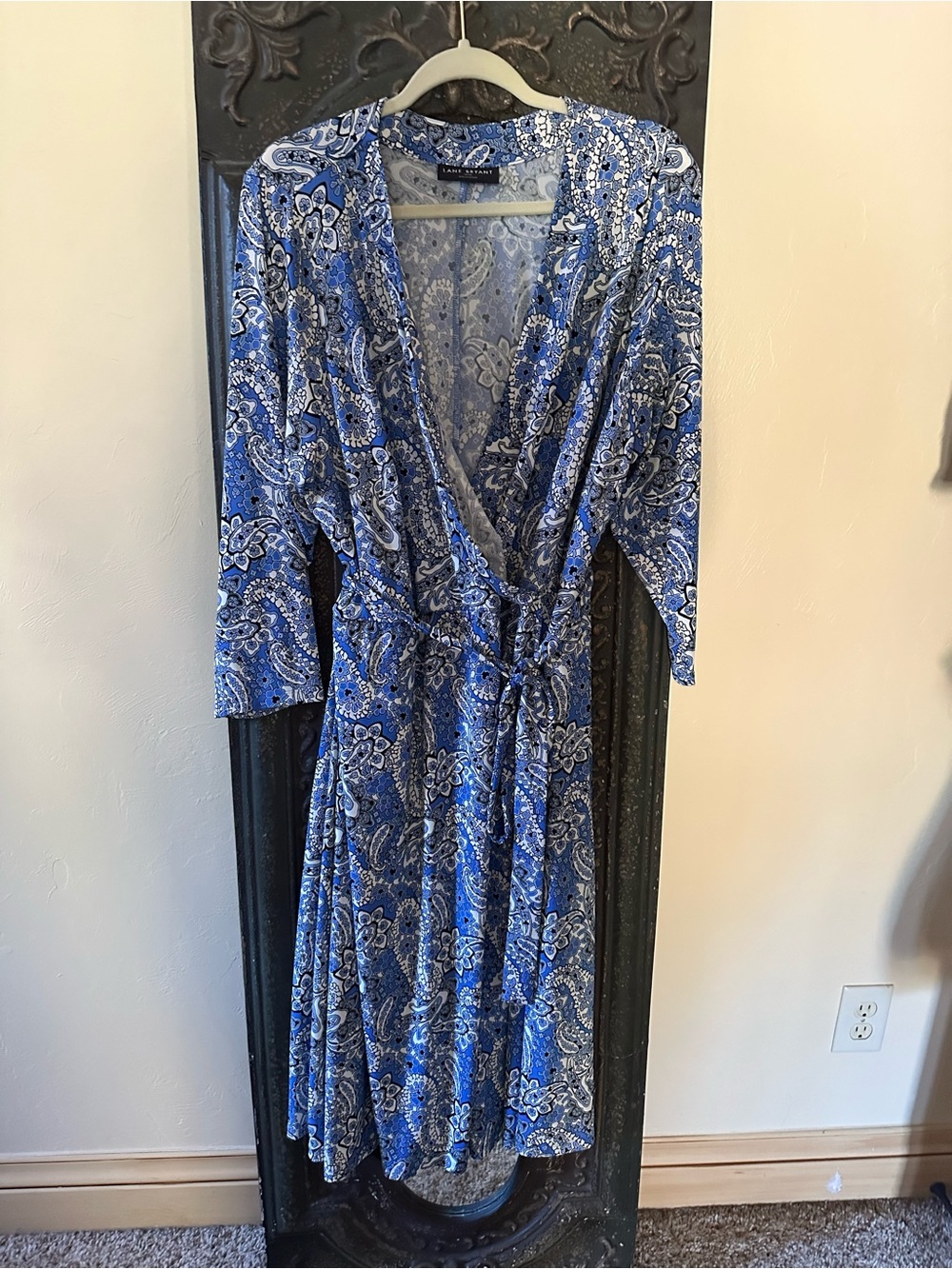 Lane Bryant Blue Paisley Wrap dress with Tie